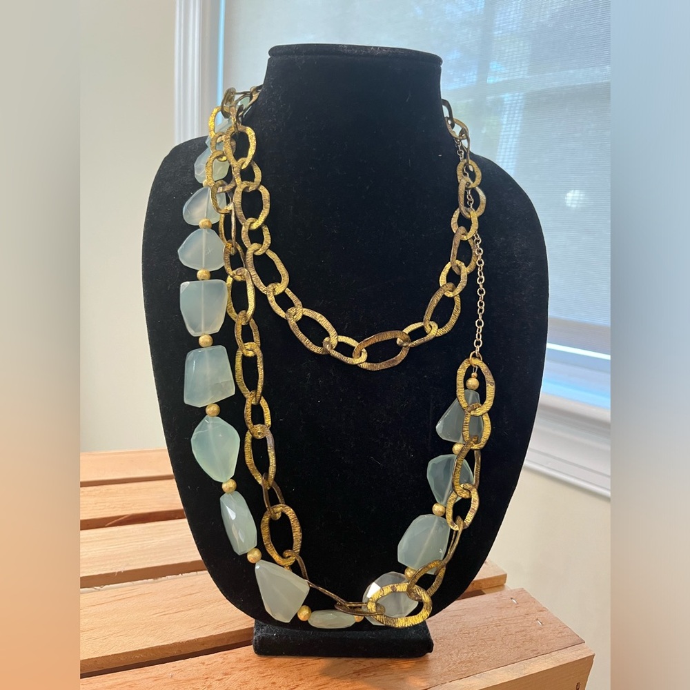 Handmade Aquamarine adjustable statement neclace.